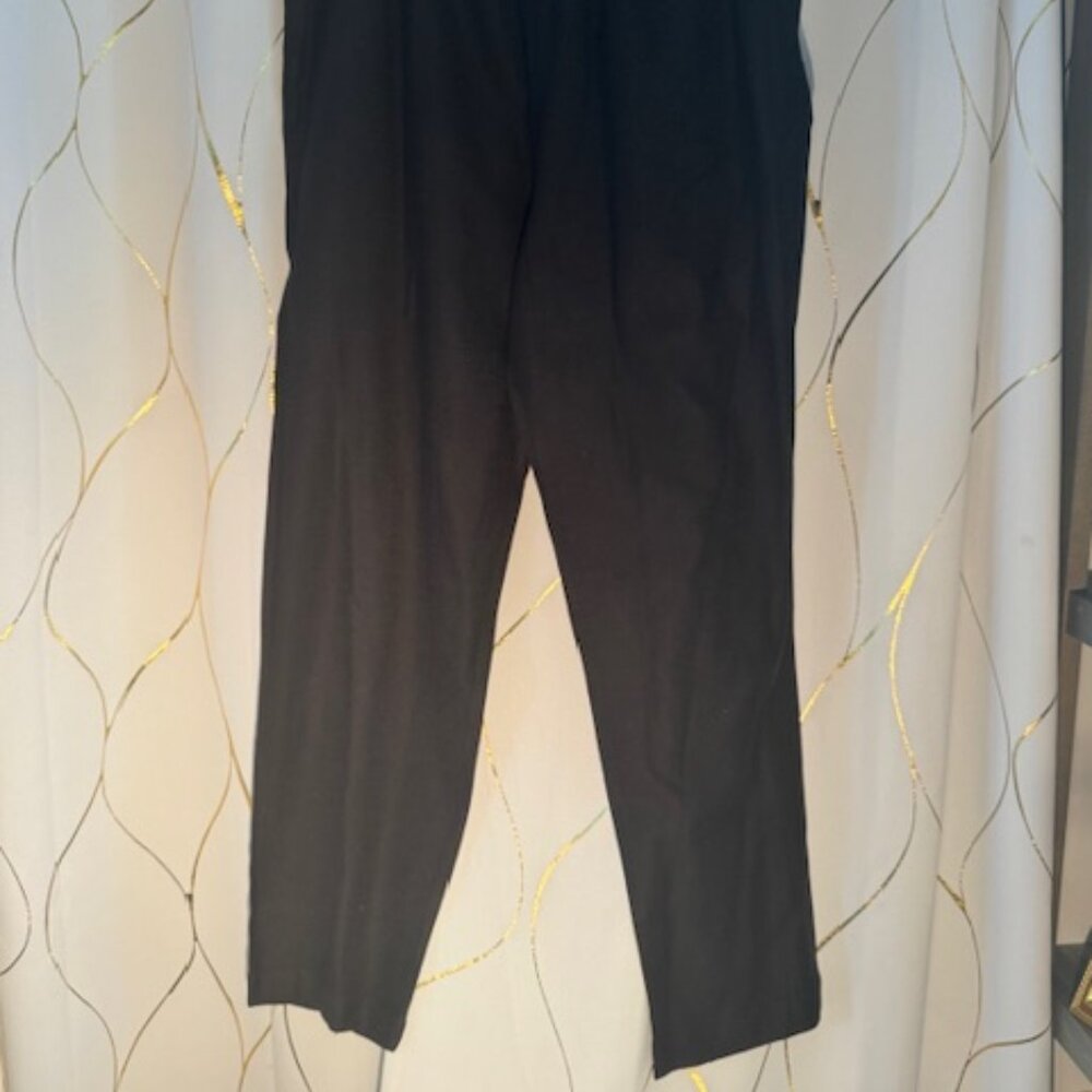 Eskandar Black Wool-Silk Blend Elastic Waist Trousers – Size 2 (generous fit)